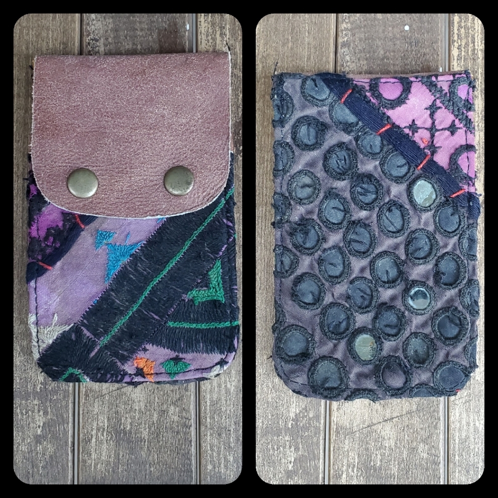 🫡🧀 Free People Boho Embroidered Repurposed vtg banjara hippie Wallet card case